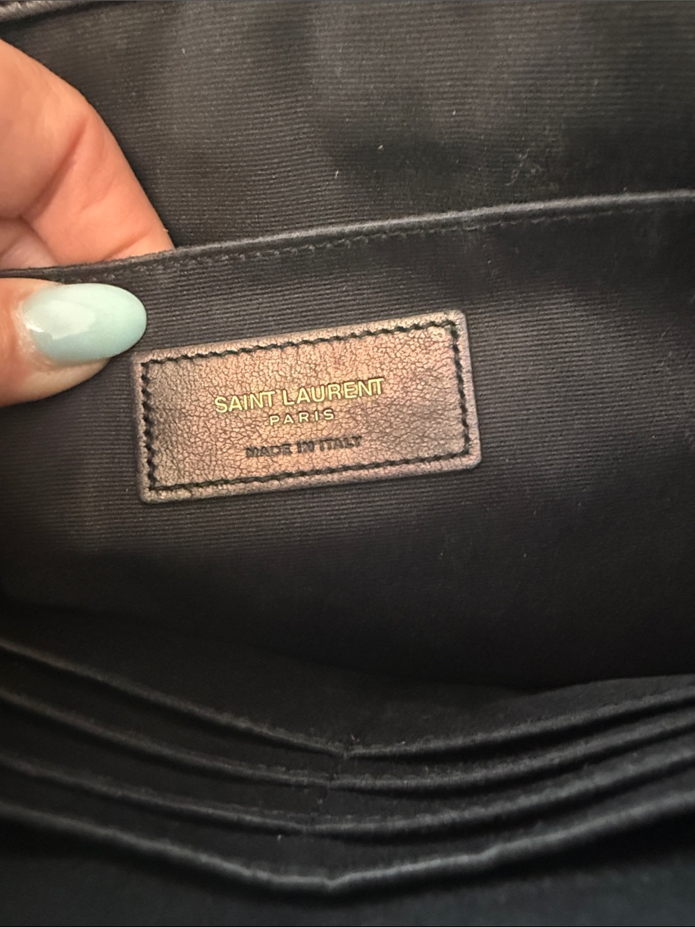 Saint Laurent Black Chevron Quilted Leather clutch/Wristlet with Gold YSL Emblem - Picture 5 of 10